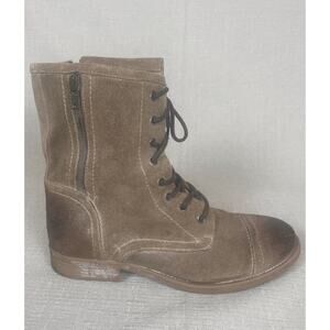 Roan by Bed Stu Womens Size 11 Leather Affair Distressed Combat Boots Zip Lace